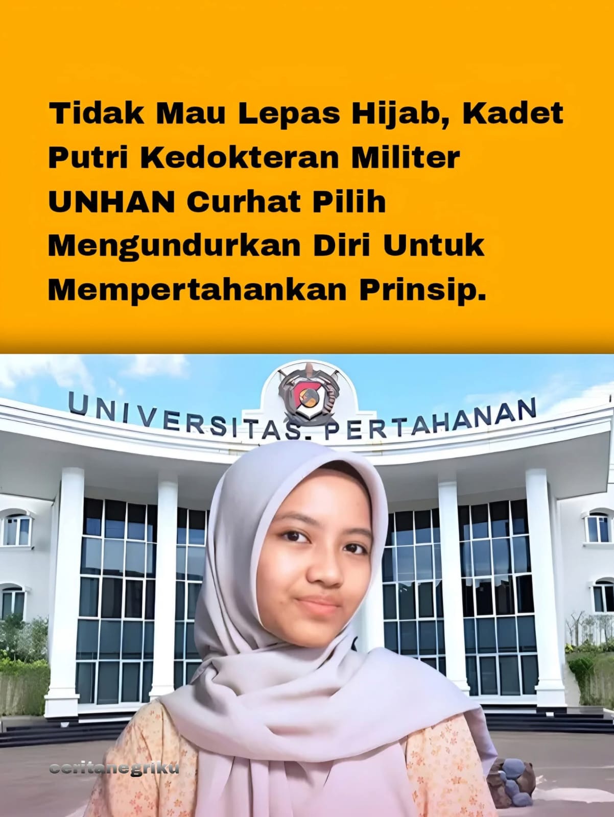 Tidak Mau Lepas Hijab, Kadet Putri Kedokteran Militer UNHAN Curhat Pilih Mengundurkan Diri